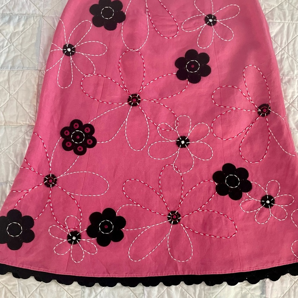 Vintage Harold's Pink Floral Embroidered A-Line Skirt - Picture 4 of 5